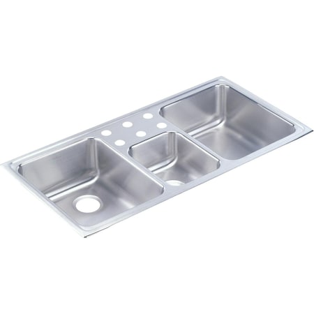 Elkay Lustertone Stainless Steel 43 X 22 X 7-7/8 Triple Bowl Top Mount Sink LCR43226
